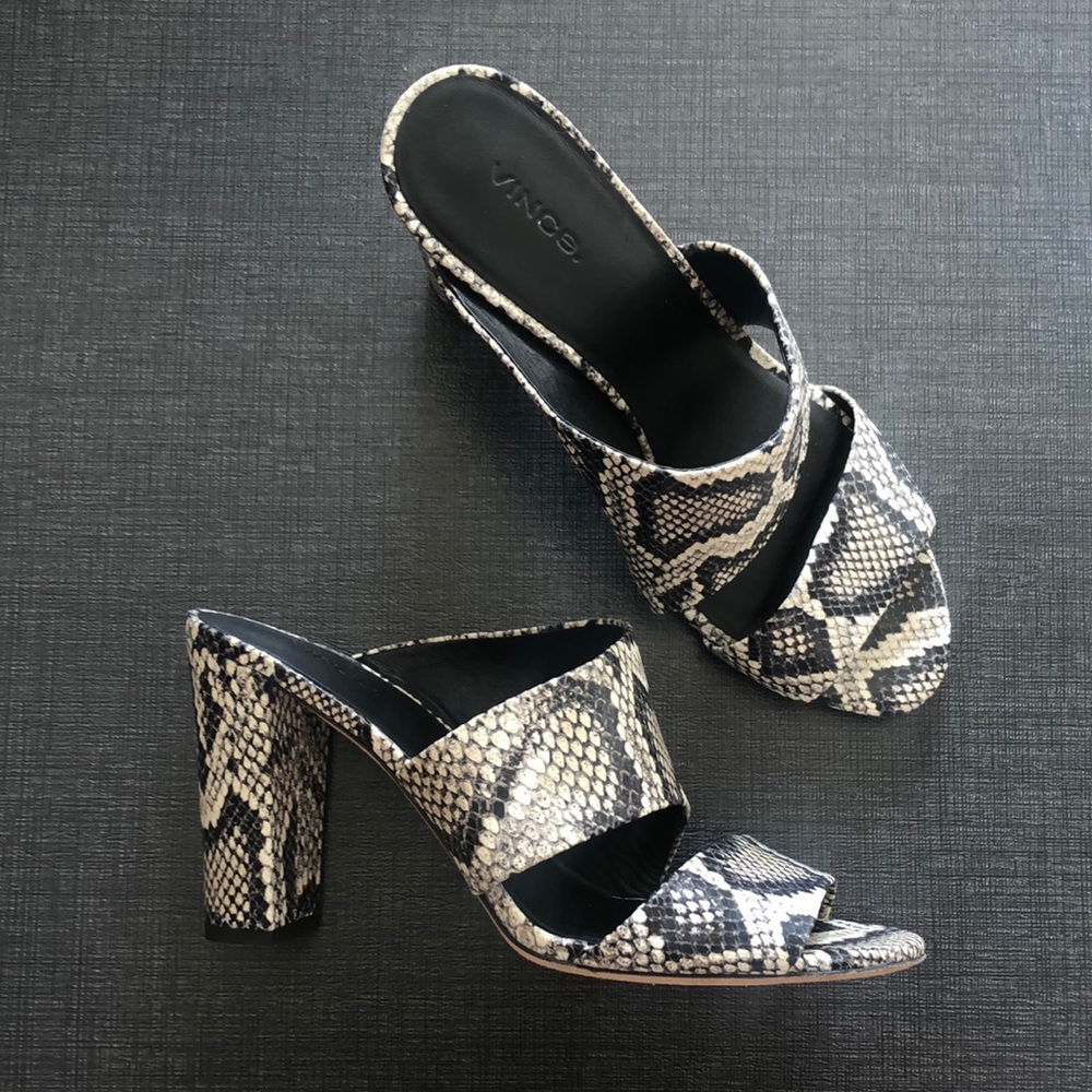 Vince Snakeskin Print Sandals